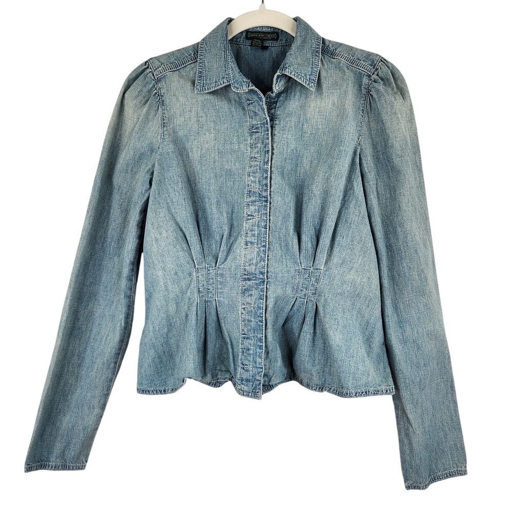 Lauren Jeans Co. Ralph Lauren Soft Denim Peplum Blouse Women's Small Western
